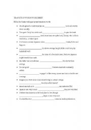 English Worksheet: transition words cloze exercise