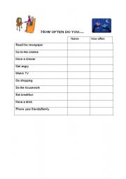 English worksheet: Adverbs of frequency