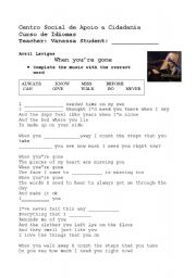English Worksheet: Avril Lavigne -Song