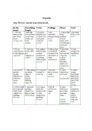 English Worksheet: Jeopardy Game