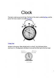 English worksheet: the clock