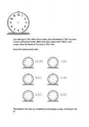 English worksheet: the clock