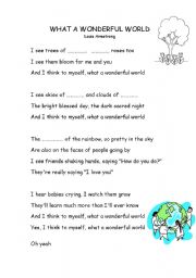 English Worksheet: What a wonderful world