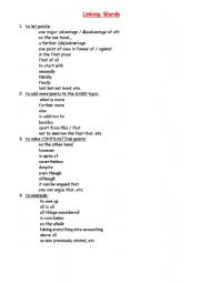 English Worksheet: Linking Words