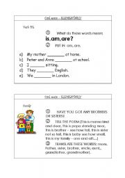 English worksheet: ORAL EXAM elementary CARD 4