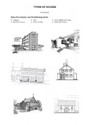 English Worksheet: Types of houses/accomodation