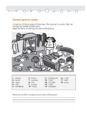 English Worksheet: Vanessa goes to a party