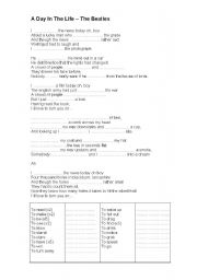 English Worksheet: A day in the life, the Beatles