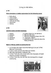 English Worksheet: Immigration: living la vida latina : Mexicans in New York City/ the US