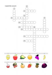 English Worksheet: Fruit Crossword