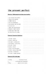 English worksheet: present perfect exercises