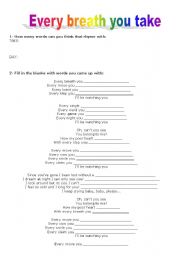English Worksheet: working on rhymes through a The Polices song