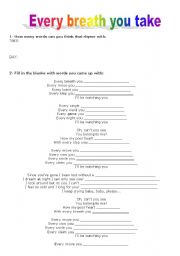 English worksheet: working on rhymes through a The Polices song