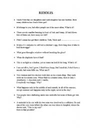 English Worksheet: Riddles