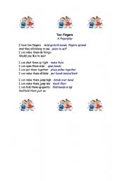 English worksheet: Numbers fingerplay