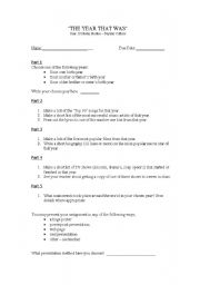 English Worksheet: The Year That Was