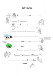 English Worksheet: Daily routine