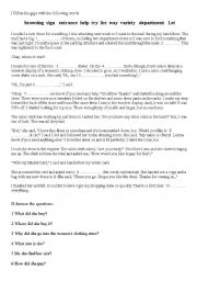 English Worksheet: SHOPPING TEXT