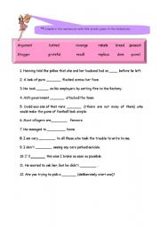 Vocabulary worksheet fill in the blanks