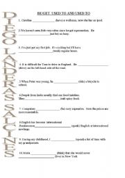 English Worksheet: be used to get used to used to