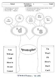 English Worksheet: apostrophes