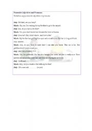 English Worksheet: Possessive adjectives and pronouns