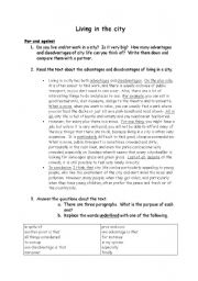 English Worksheet: Living in the city