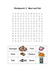 English Worksheet: worksheet meat and fish