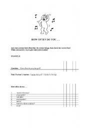 English worksheet: How often do you? (Adverbs of Frequency)