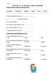 English Worksheet: day and month