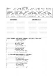 English Worksheet: Countable/uncountable- There is/There are