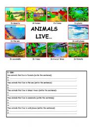 English Worksheet: Animals live...