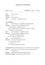 English Worksheet: LESSON PLAN-COMPERATIVES