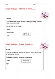 English Worksheet: writing practice - write a message