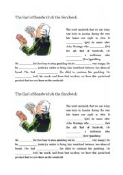 English Worksheet: The Earl of Sandwich - PAST SIMPLE