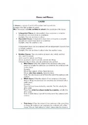 English worksheet: Clauses and Phrases