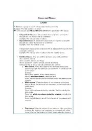English Worksheet: Clauses and Phrases