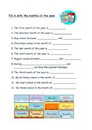 English Worksheet: Months