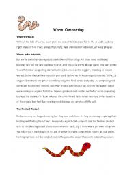 English worksheet: Worm Composting