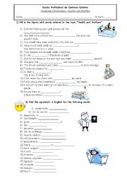 Vocabulary Worksheet - Health 