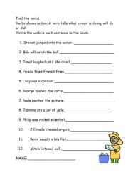 English worksheet: Verb - worksheet