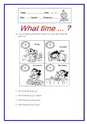 English Worksheet: What time .. ? 