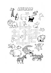 English Worksheet: Animals crossword