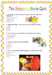 English Worksheet: The Simpsons Movie Quiz