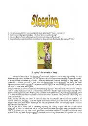 Reading text about sleeping