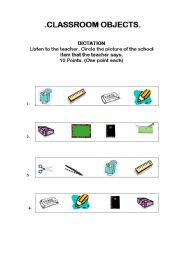 English Worksheet: Classroom Objects.