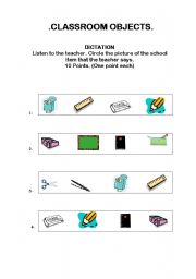 English worksheet: Classroom Objects.