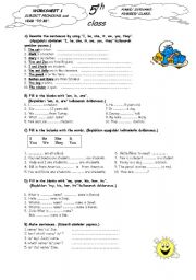 English Worksheet: subject pronouns and present to be verbs