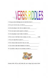 English worksheet: Verbs Riddles