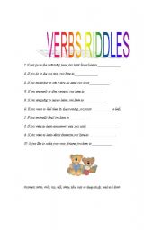 English Worksheet: Verbs Riddles